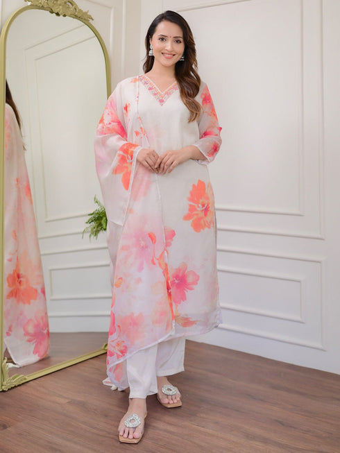Off White Taby Organza Pant Suit Acy8269