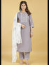 Grey Cotton Blend Pant Suit Acy8270