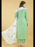 Green Cotton Blend Pant Suit Acy8271 Closure View