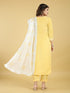 Yellow Cotton Blend Pant Suit Acy8272 Closure View