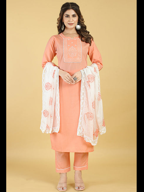 Pink Cotton Blend Pant Suit Acy8274
