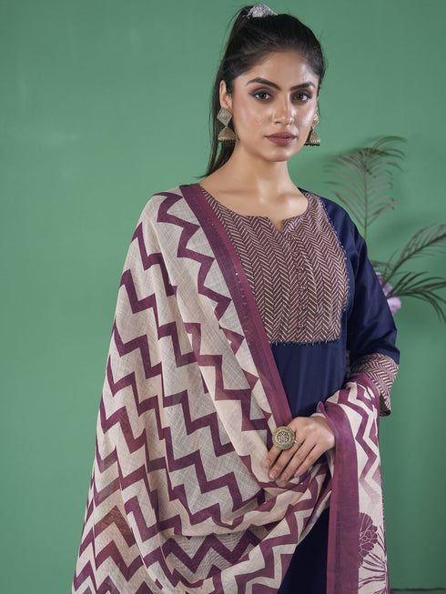 Blue Art Silk Pant Suit Acy8276 Back View