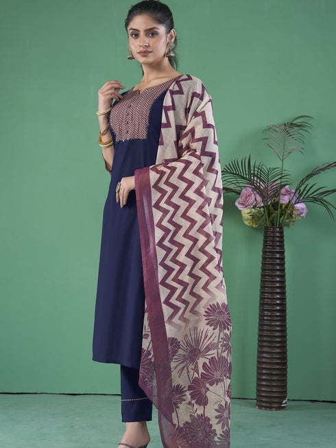 Blue Art Silk Pant Suit Acy8276 Salwar Kameez