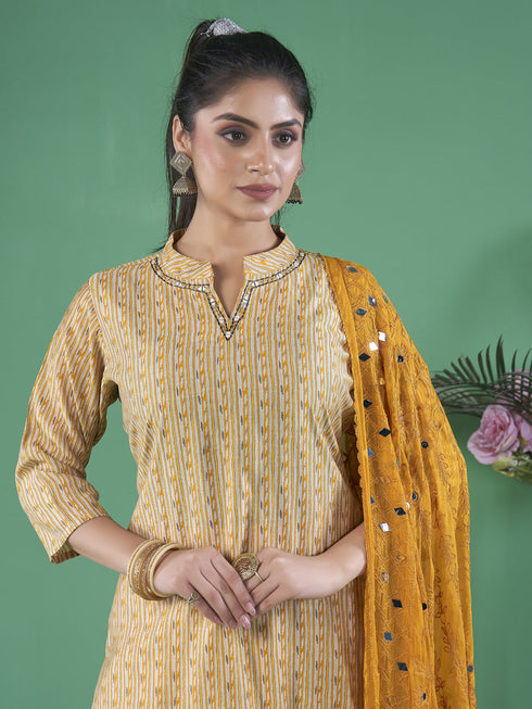 Mustard Art Silk Pant Suit Acy8278 Back View