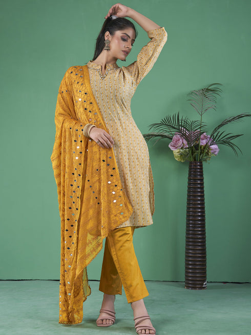 Mustard Art Silk Pant Suit Acy8278 Salwar Kameez