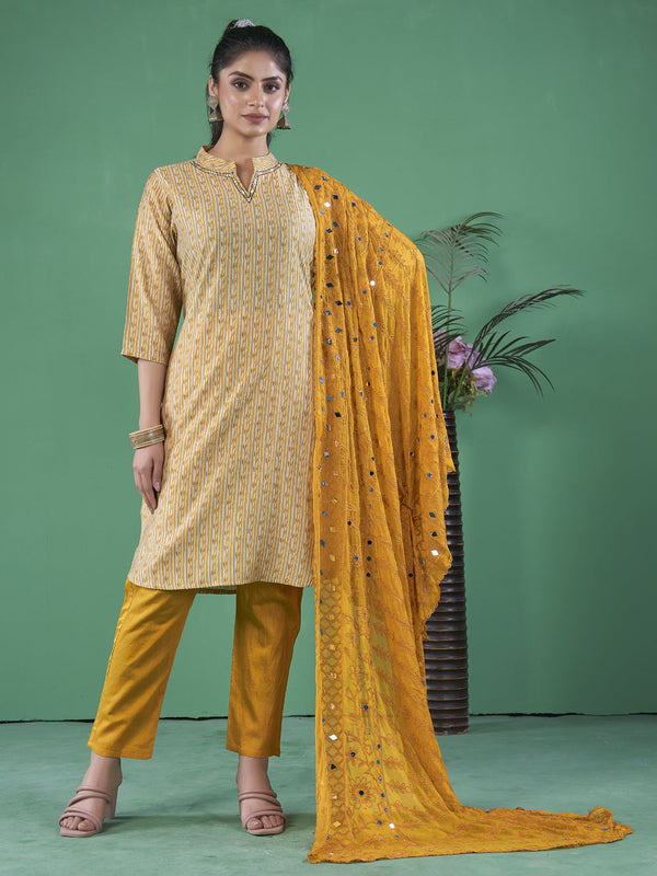 Mustard Art Silk Pant Suit Acy8278
