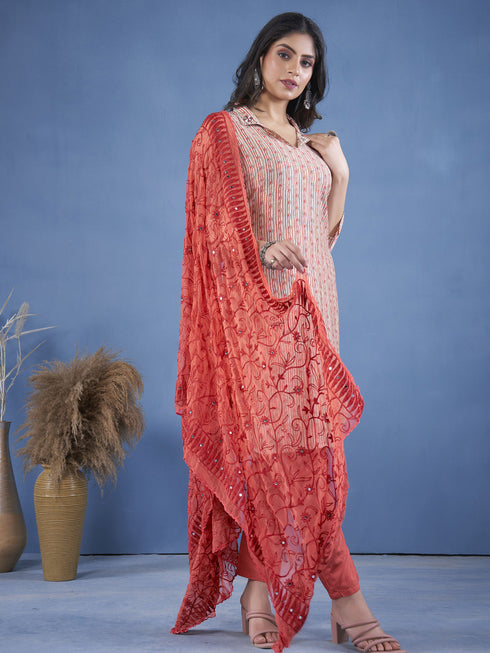 Rust Art Silk Pant Suit Acy8279 Salwar Kameez