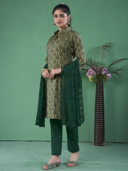 Green Art Silk Pant Suit Acy8280 Salwar Kameez