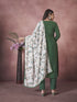 Green Art Silk Pant Suit Acy8281 Closure View