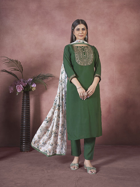 Green Art Silk Pant Suit Acy8281