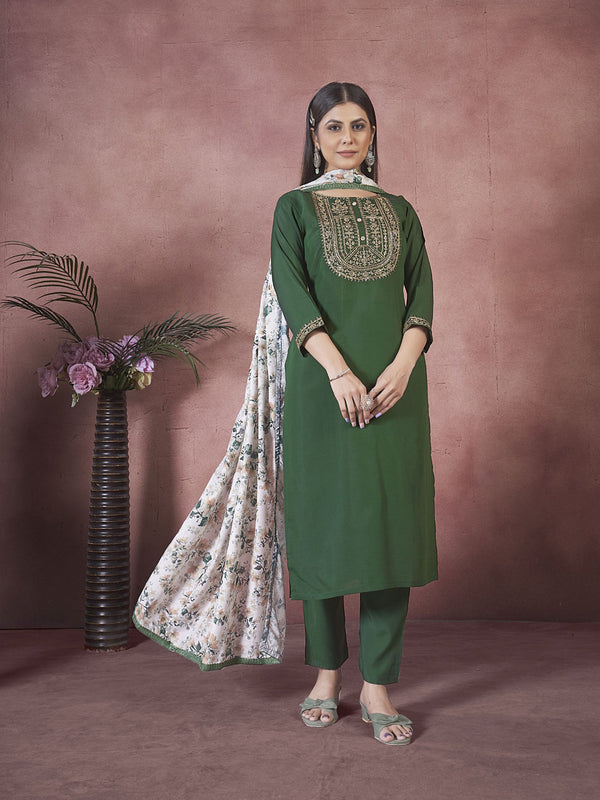 Green Art Silk Pant Suit Acy8281
