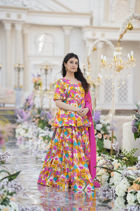 Multi Imported Cotton Palazzo Suit Acy8283