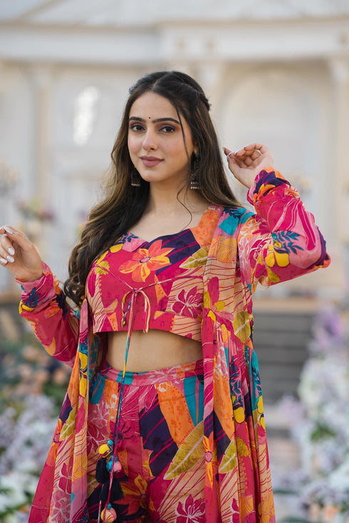 Multi Imported Cotton Palazzo Suit Acy8285 Back View