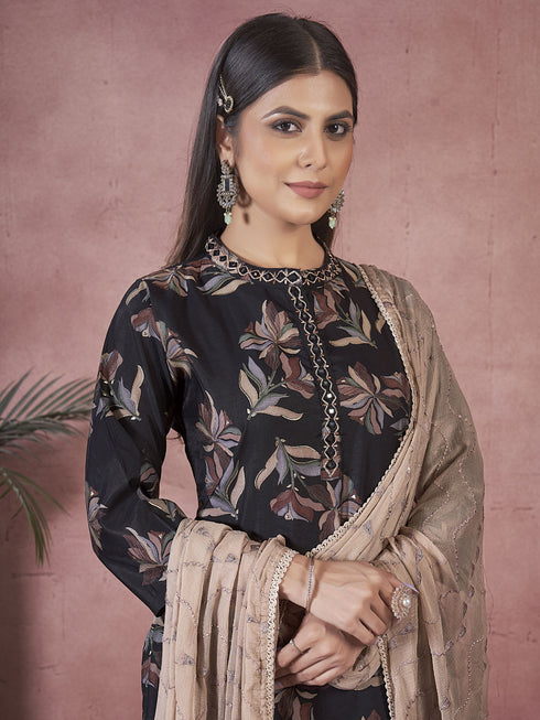 Black Art Silk Pant Suit Acy8331 Back View