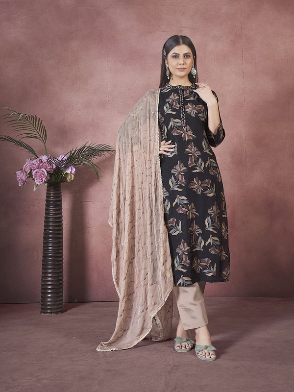 Black Art Silk Pant Suit Acy8331