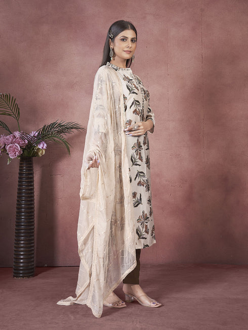 White Art Silk Pant Suit Acy8332 Salwar Kameez