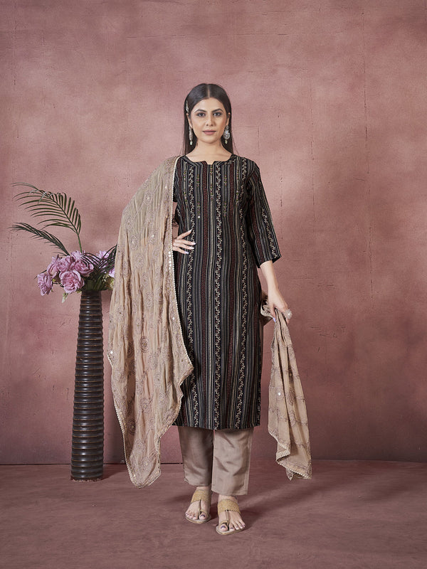 Black Art Silk Pant Suit Acy8333