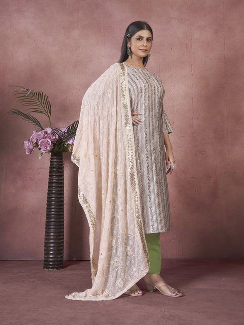 Off White Art Silk Pant Suit Acy8334 Salwar Kameez