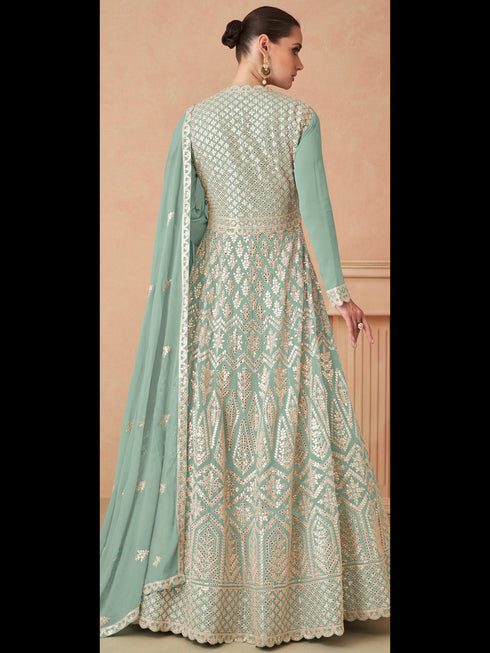 Pista Georgette Anarkali Dress Acy8419 Closure View