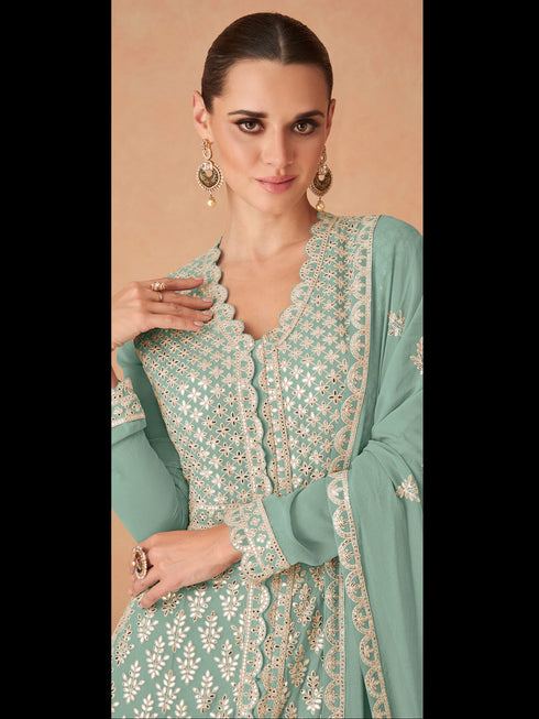 Pista Georgette Anarkali Dress Acy8419 Back View