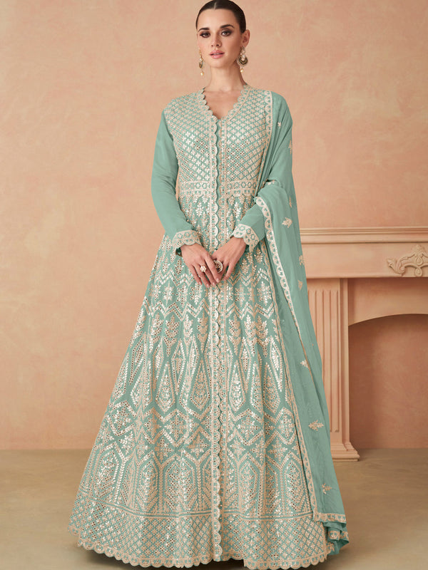 Pista Georgette Anarkali Dress Acy8419