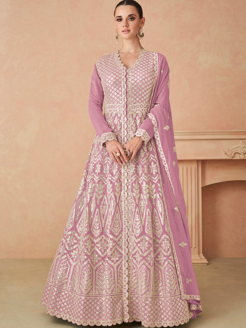 Pink Georgette Anarkali Dress Acy8420