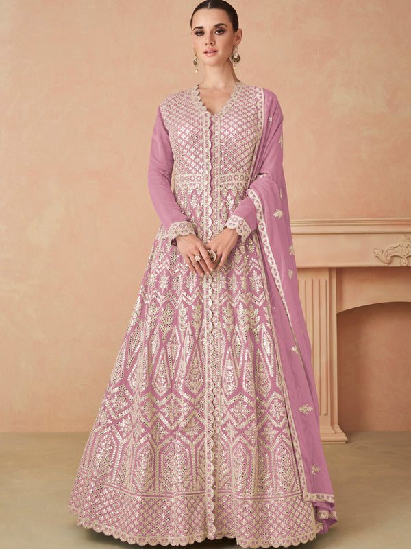 Pink Georgette Anarkali Dress Acy8420