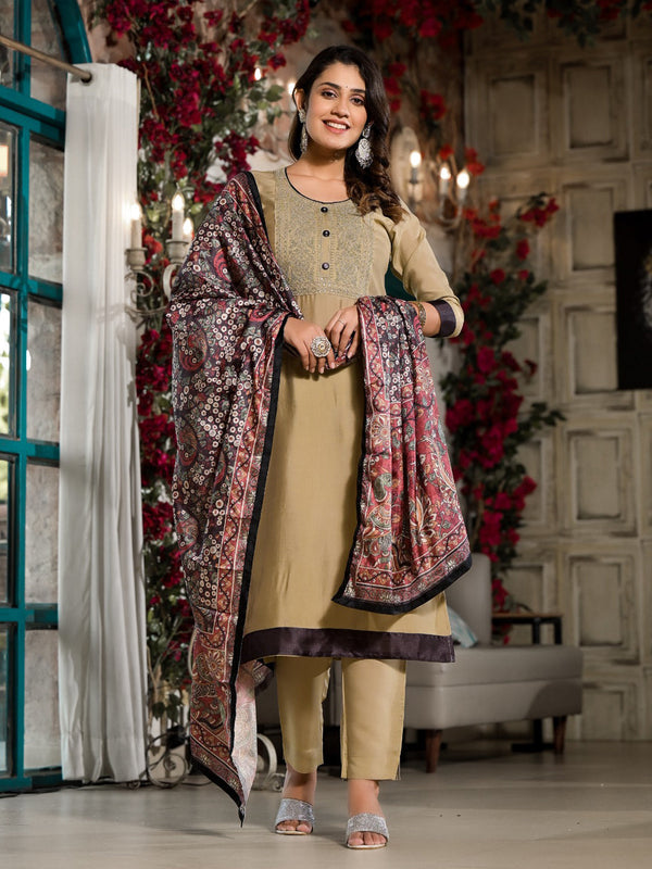Gold Silk Blend Pant Suit Acy8469