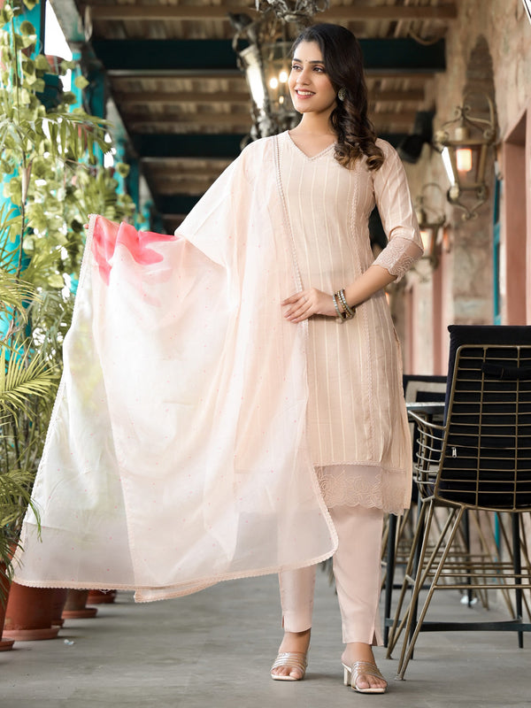 Cream Silk Blend Pant Suit Acy8470