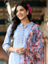 Blue Silk Blend Pant Suit Acy8471 Back View
