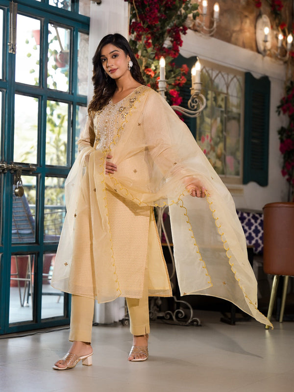 Yellow Silk Blend Pant Suit Acy8474