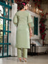 Green Silk Blend Pant Suit Acy8475 Closure View