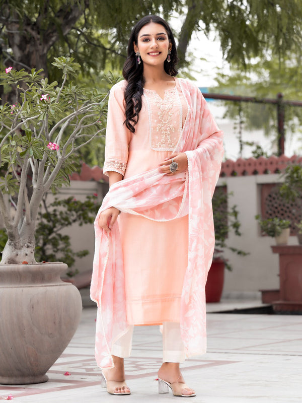 Peach Silk Blend Pant Suit Acy8477