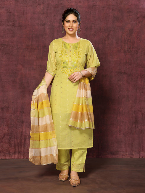 Mustard Chanderi Pant Suit Acy8479