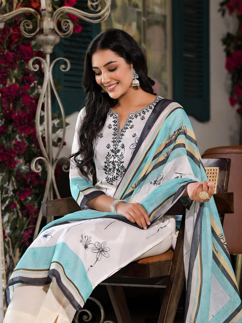 White Linen Pant Suit Acy8514 Salwar Kameez