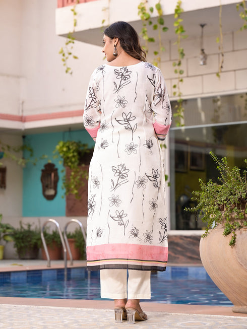 White Linen Pant Suit Acy8515 Closure View