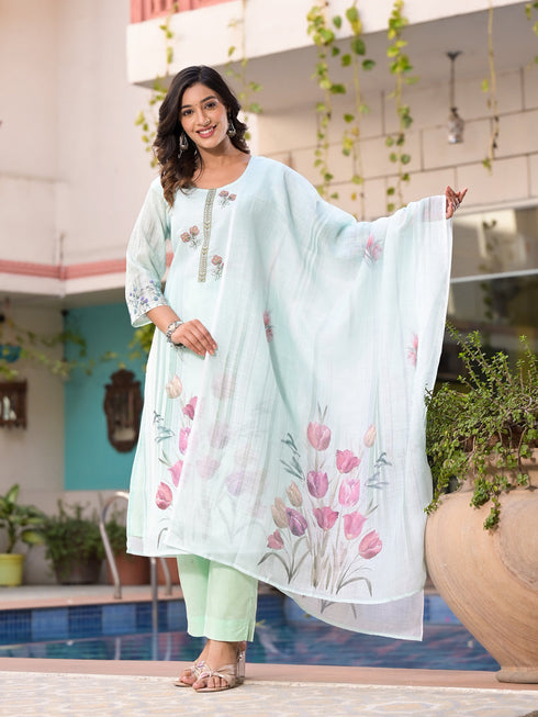 Seagreen Linen Pant Suit Acy8517