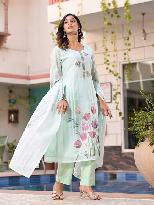 Seagreen Linen Pant Suit Acy8517 Salwar Kameez