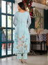 Blue Linen Pant Suit Acy8518 Closure View