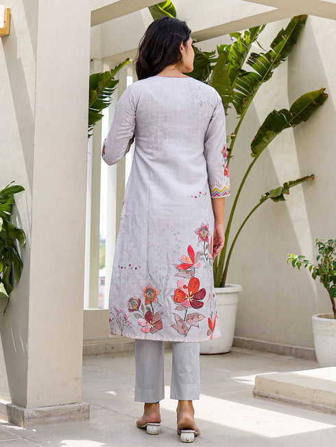 Grey Linen Pant Suit Acy8545 Closure View