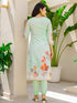 Green Linen Pant Suit Acy8546 Closure View