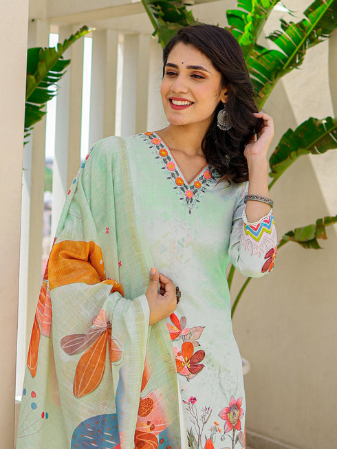 Green Linen Pant Suit Acy8546 Back View