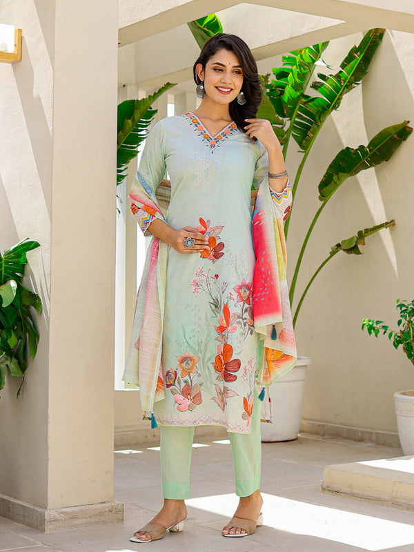 Green Linen Pant Suit Acy8546