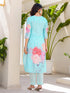 Blue Linen Pant Suit Acy8548 Closure View