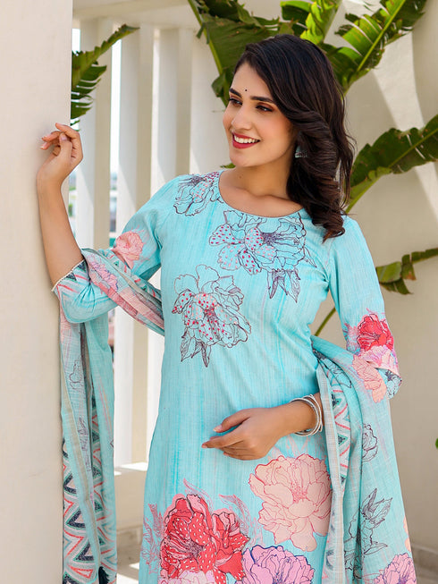 Blue Linen Pant Suit Acy8548 Back View