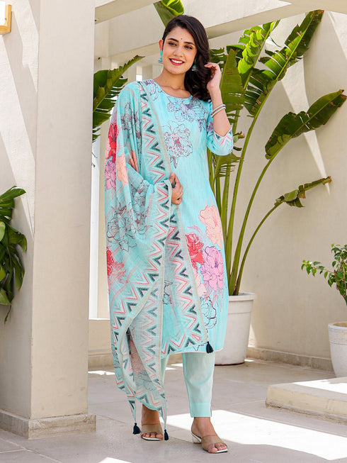Blue Linen Pant Suit Acy8548 Salwar Kameez