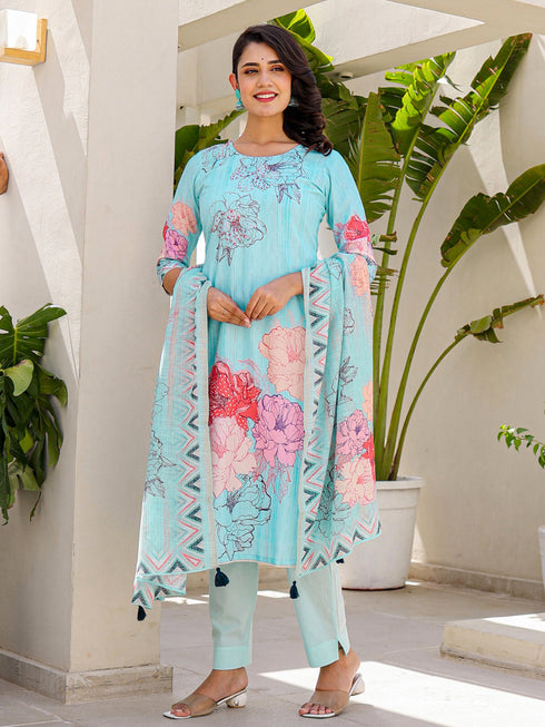 Blue Linen Pant Suit Acy8548