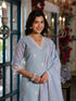 Blue Linen Pant Suit Acy8550 Back View