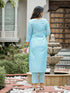 Blue Linen Pant Suit Acy8551 Closure View