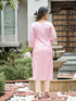 Pink Linen Pant Suit Acy8552 Closure View